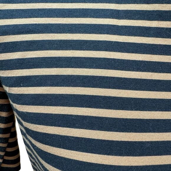 Striped Fit and Flare Dress Pleated Skirt 3/4 Sleeve - Picture 2 of 8